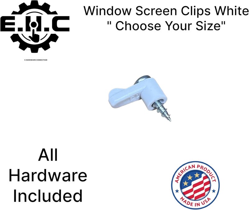 EHC Window Screen Clips / “White” Plastic (Choose Your Size! /Size Run Flush up to 1-3/16” Offset) New or Replacement (10 Pack with All Needed Hardware Included) by E.H.C. (5/16" Offset) - Image 4